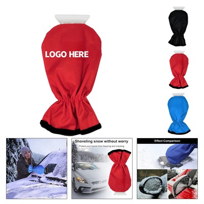 Snow removal mitt for ice scraping