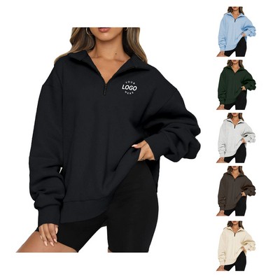 Women Half Zip Pullover Sweatshirt