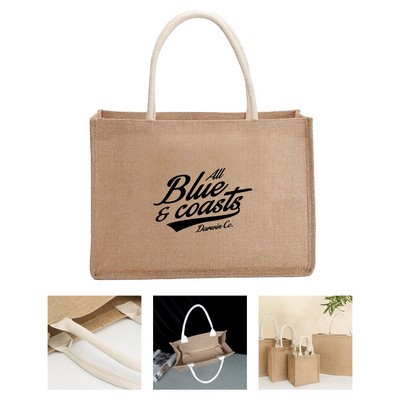 Fold-up Jute Tote Bag