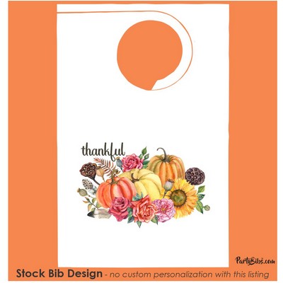 Stock "Thanksgiving Thankful" Design Poly Backed Paper Bibs w/Ties Minimum 25 bibs