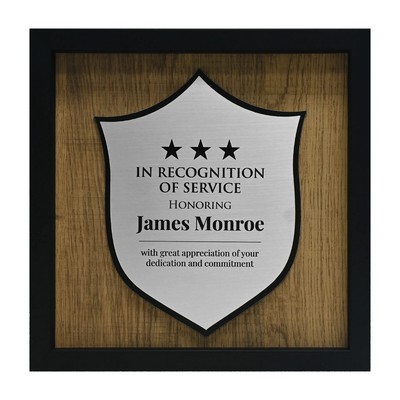 Newbury 10" x 10" Shield Award with Brushed Silver Plate