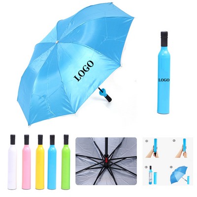 Wine Bottle Shaped Foldable Umbrella