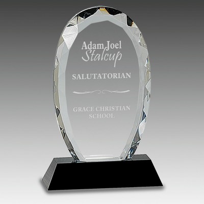 Oval Facet Crystal on Pedestal Base