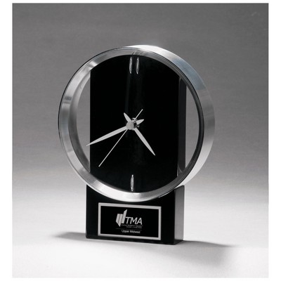 Modern Clock w/Brushed Bezel, Gloss Base