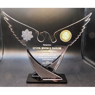 10" Tall by 11" Wide Acrylic Eagle Swoosh with mirror accents