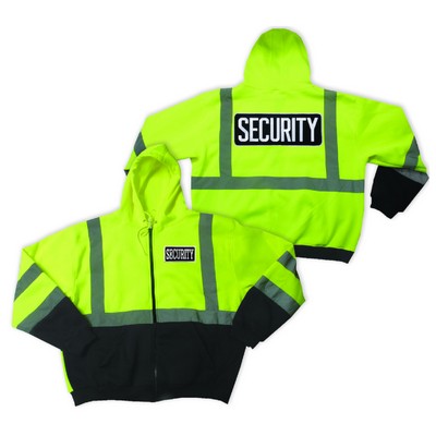 Hi-Visibility Safety Thermal Zippered Hoodie With Security Id Lime Green/Black