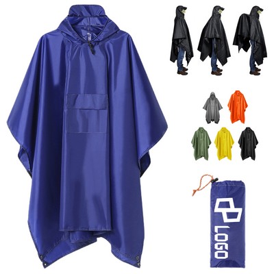 Adult Hooded Rain Poncho W/ Pocket
