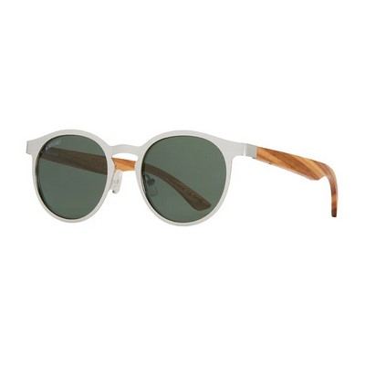 Aren Matte Silver & Light Walnut Polarized Sunglasses
