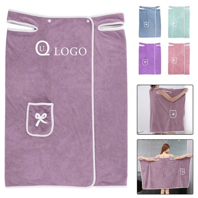 Strappy Women Wearable Bath Towel W/ Pocket