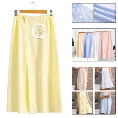 Button-Type Cotton Wearable Bath Towels For Women