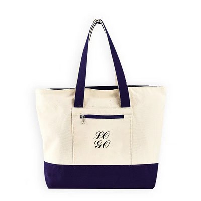 Zippered Cotton Boat Tote