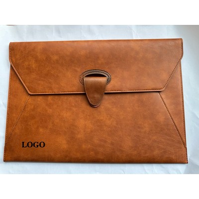 PU Leather A4 Envelope File Organiser Document Bags W/ Magnetic Snap Closure