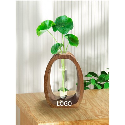Wooden Frame Glass Vase