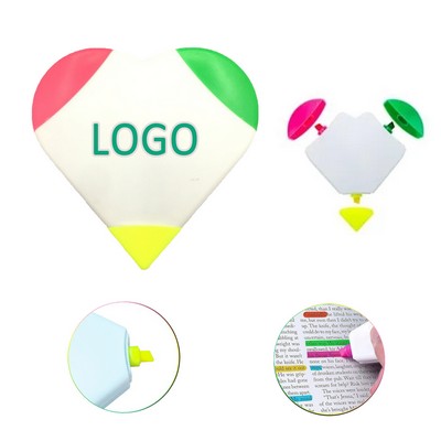 Heart-shaped 3 Colors Highlighter Pen