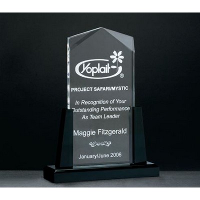 Spire Series Clear Acrylic Upright on Black Acrylic Base