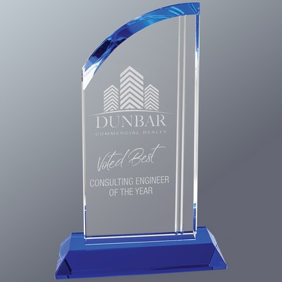 Clear Crystal Arch on Blue Crystal Base, Small (5-1/4"x 8-3/4"H)