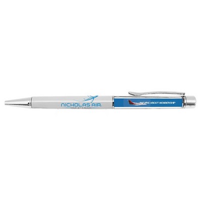 Superior Metal Twist Pen with Liquid Slider Panels - SLIM STYLE