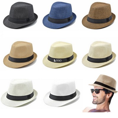 Natural Straw Fedora Hat