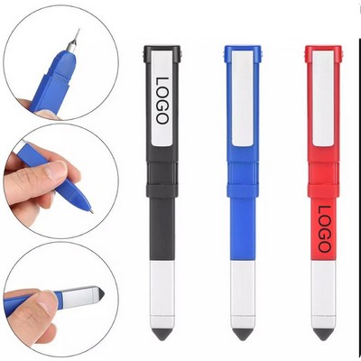 4in1 Multifunctional Plastic Stylus Ballpoint Pen w/Mini Screwdriver Set & Phone Stand