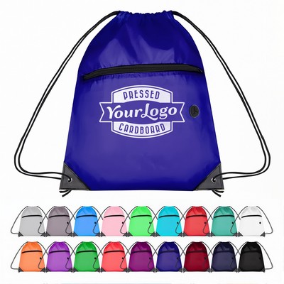 Zippered 210D Drawstring Backpack