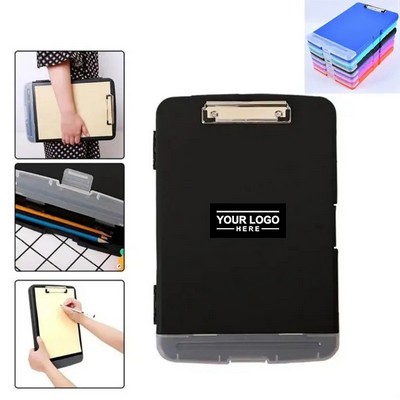 Plastic Clipboard with Storage Compartment and Pen Holder