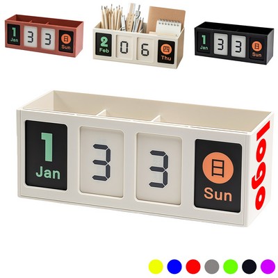 Creative Desktop Perpetual Calendar With Pen Holder