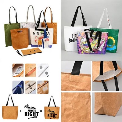Custom Durable Washable Tyvek Dupont Paper Kraft Tote Bag