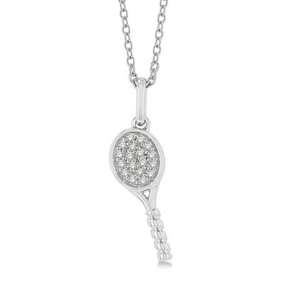 Jilco Inc Diamond Tennis Racket Necklace - White Gold