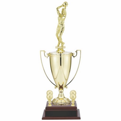 25 3/4" Female Basketball Player with 13" Gold Cup with Figure and Trims