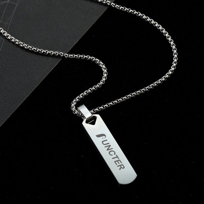 Stainless Steel Rectangle Pendant Necklace