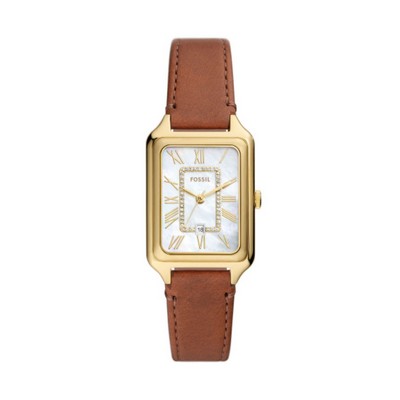 Raquel Three-Hand Date Medium Brown Leather Watch