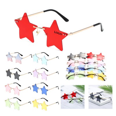 Star-Shaped Party Sunglasses with Golden Frames