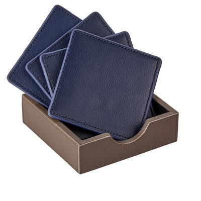 Embossed Croc Leather Square Coaster Set