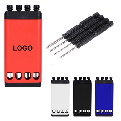 Custom ABS Mini Multifunctional Swivel 4 Piece Screwdriver Set