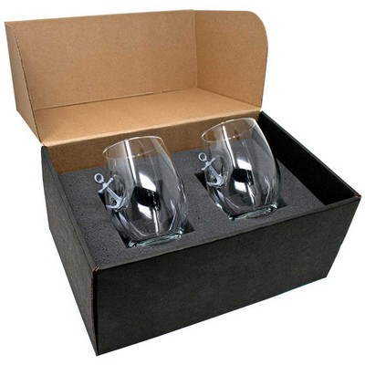 Anchor Embedded Wine Glass Gift Set