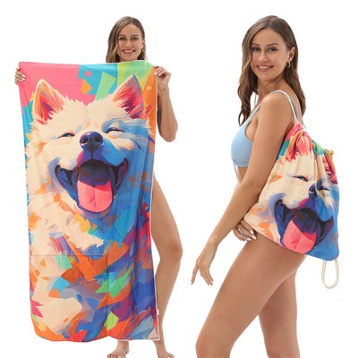 2-In-1 Microfiber Beach Towel turns into Backpack