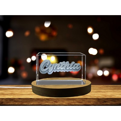 Cynthia 3D Engraved Crystal Trophy Award w/LED Base Light