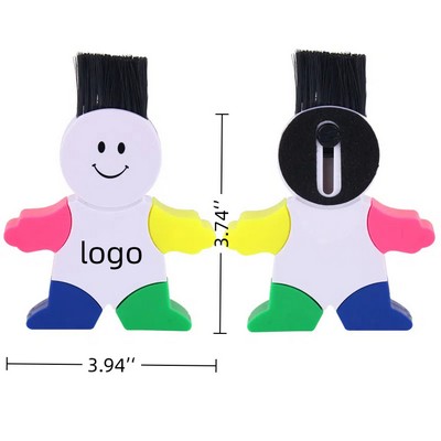 Mini Man Highlighter w/Keyboard Brush