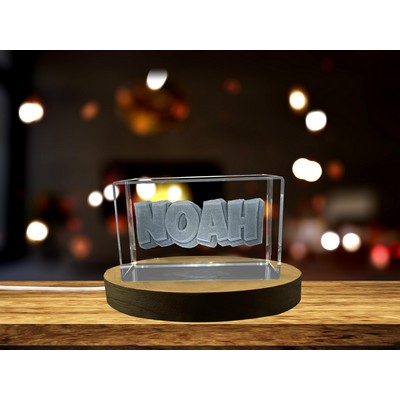 Noah 3D Engraved Crystal Trophy Award w/LED Base Light