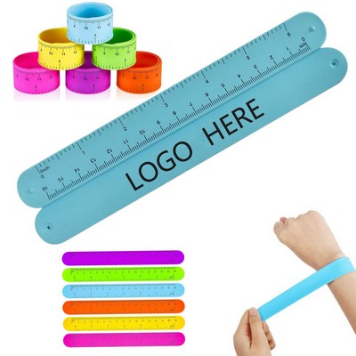 Custom Silicone Ruler Slap Bracelet Snap Wristband