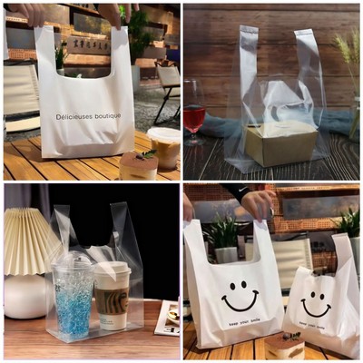 9"x12" 2.4mil PE Merchandise Shopping Bags Plastic Vest Bag W/Handle & Gusset