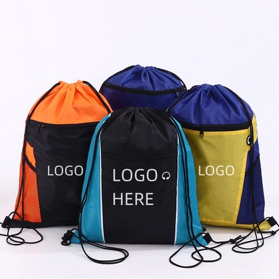 Custom Spacious Drawstring Backpack Water-Resistant