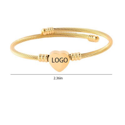 Metal Love Heart Expandable Bracelet