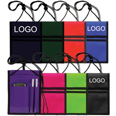 Durable Polyester Multi-Pocket Badge Holder With Adjustable Lanyard and Clear PVC Front Pocket
