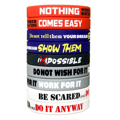 Silicone Bracelet with Inspirational Quotes Unisex Adult Wristband