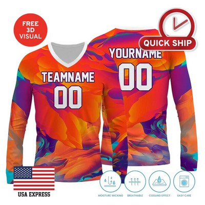 150GSM Mesh Jersey Long Sleeve V- neck (Full Dye Sublimation)