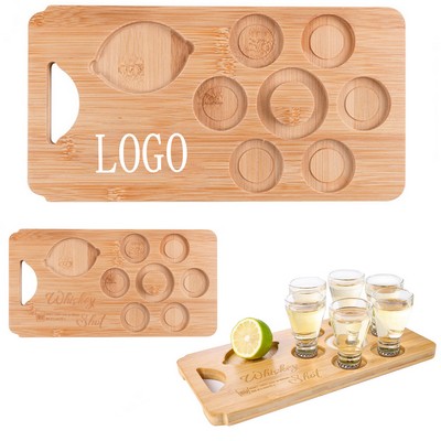 Wooden rectangular tequila cup tray
