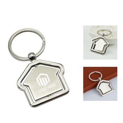 Spinning House-Shaped Metal Keychain