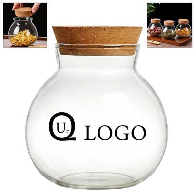 Cork-Stoppered Bulbous Glass Jar