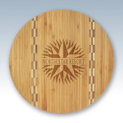 Medium Round Checker Bamboo Cutting Board